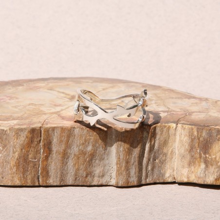 Madavazaha - bague ronces et épines en argent petit modèle-ajourée et polie-vue de face