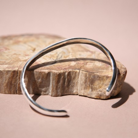 Madavazaha - bracelet jonc en argent en fil demi-jonc basique et poli-vue de face et extérieur