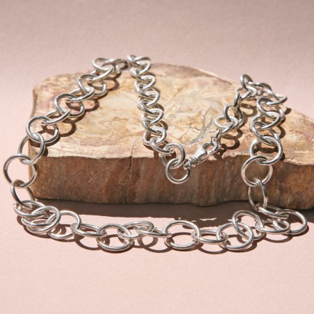 Madavazaha - collier en argent chaine anneaux ronds basique et poli -vue de face